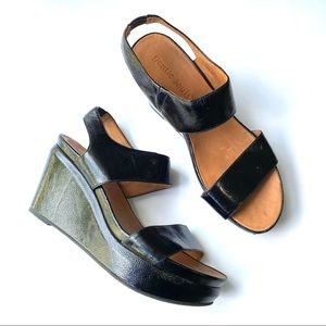 GENTLE SOULS Juniper Berry Patent Leather Wedges